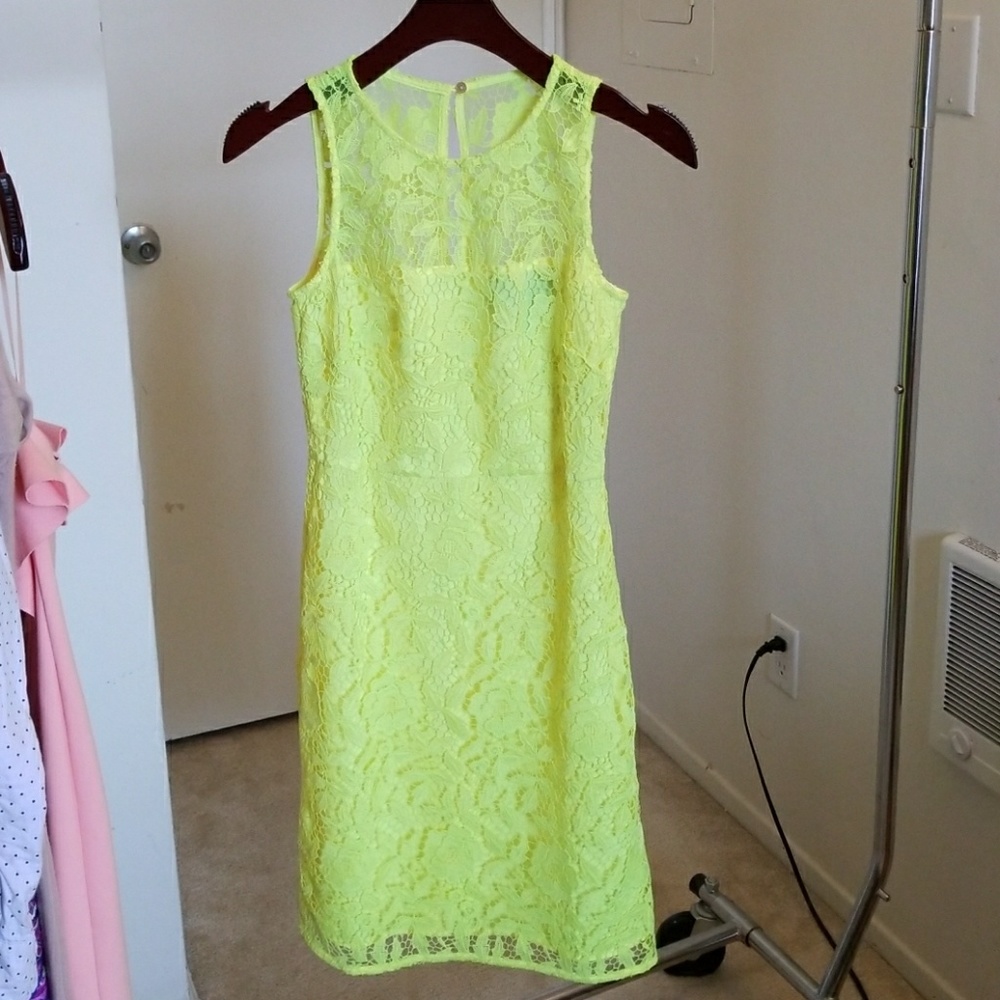 NWT J CREW YELLON NEON LACE DRESS